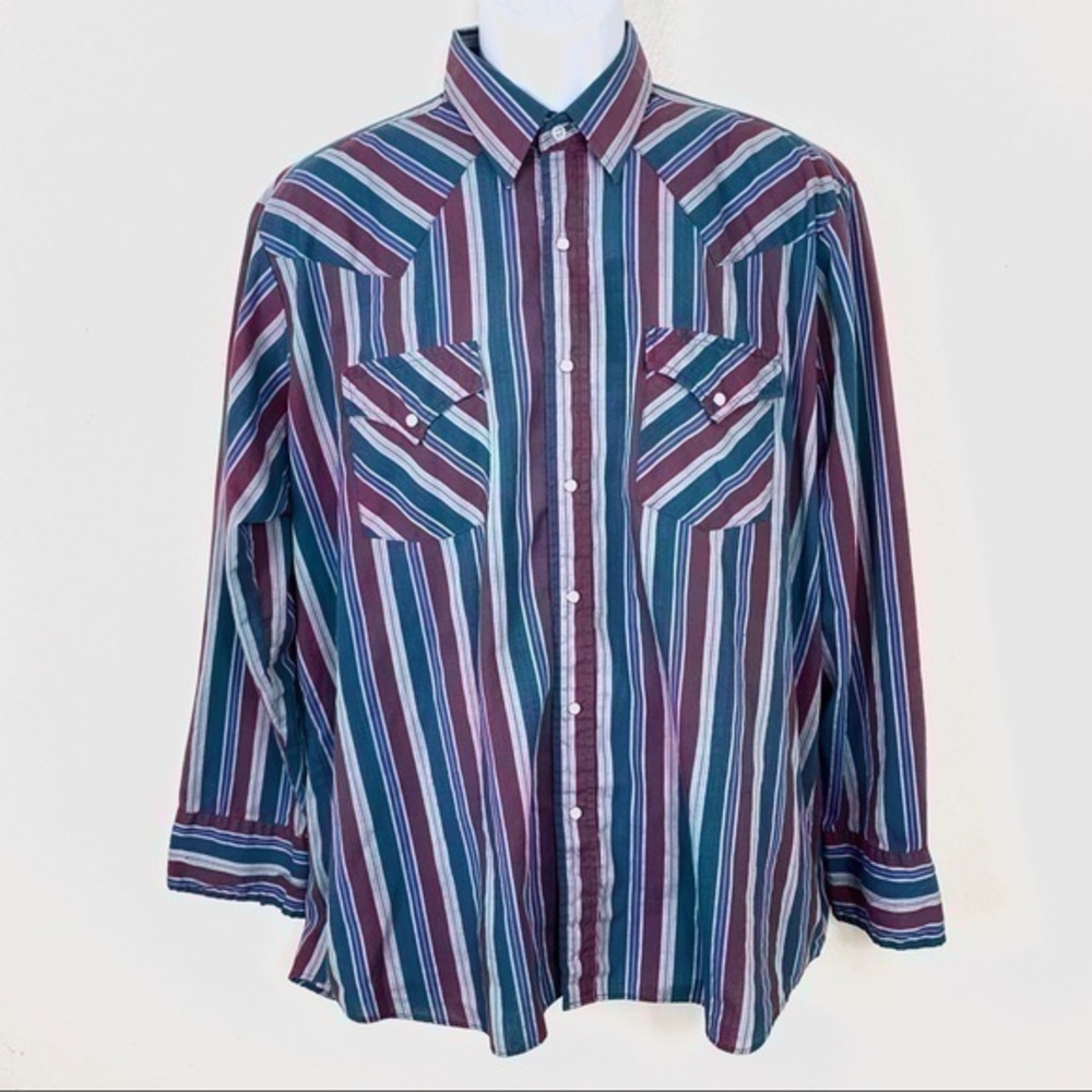 Vintage Ely cattleman Men’s shirt striped green XL
